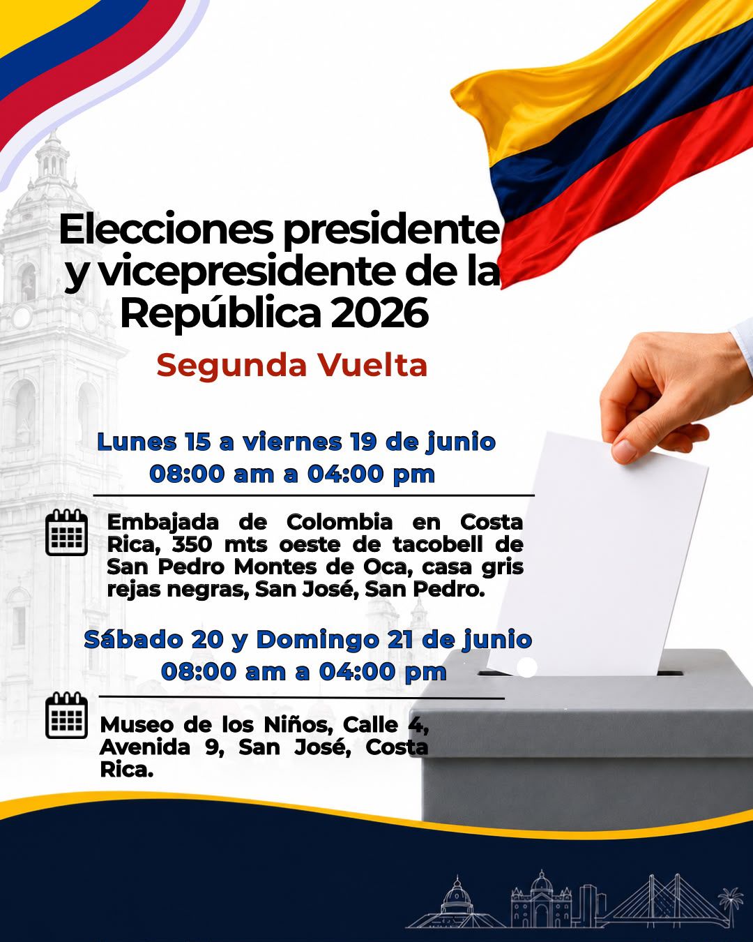 ELECCIONES EN SEGUNDA VUELTA DE PRESIDENTE Y VICEPRESIDENTE DE LA REPÚBLICA DE COLOMBIA EN COSTA RICA