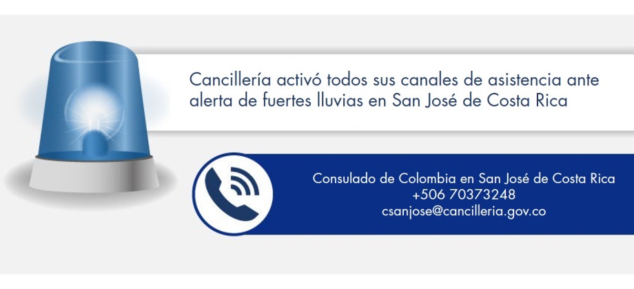 Cancillería activó todos sus canales de asistencia ante alerta de fuertes lluvias en San José de Costa Rica