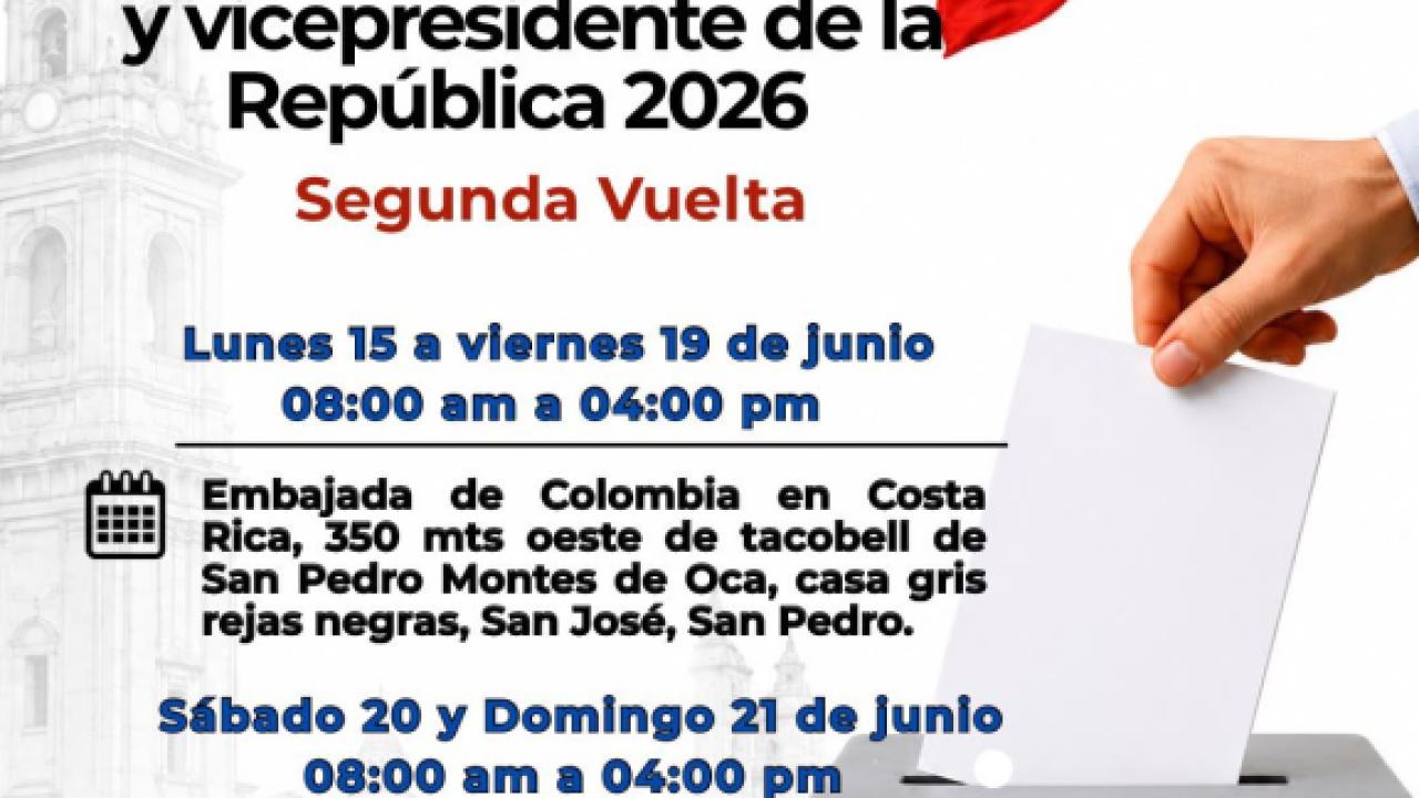 ELECCIONES EN SEGUNDA VUELTA DE PRESIDENTE Y VICEPRESIDENTE DE LA REPÚBLICA DE COLOMBIA EN COSTA RICA